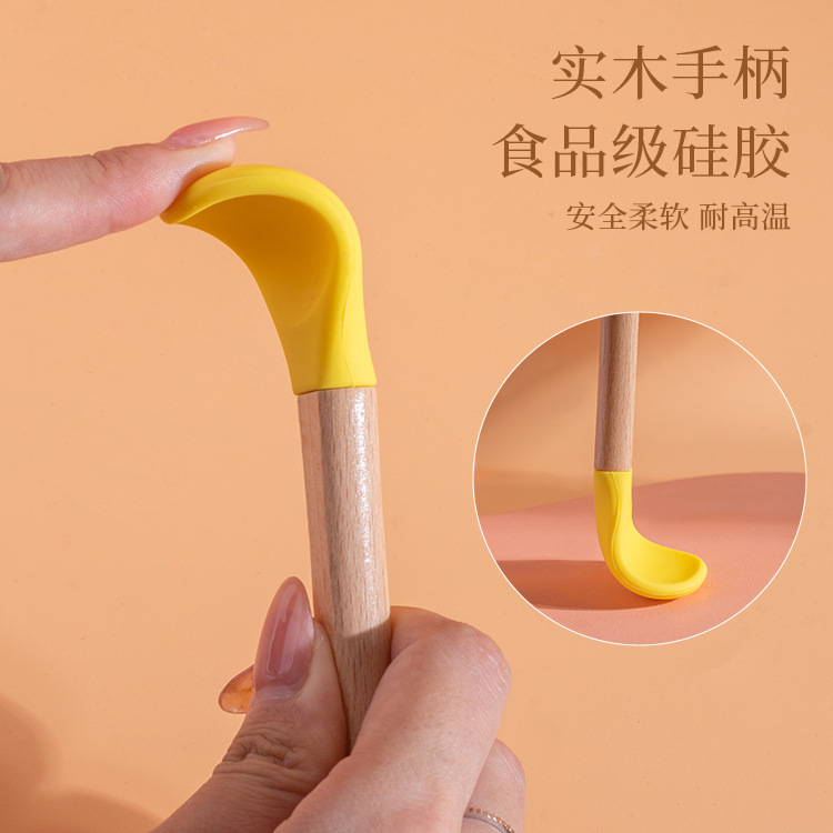 Pet spoon, cat can spoon, wooden handle, silicone, food-grade wet and fresh food feeding spoon for kittens, pet supplies Specification image