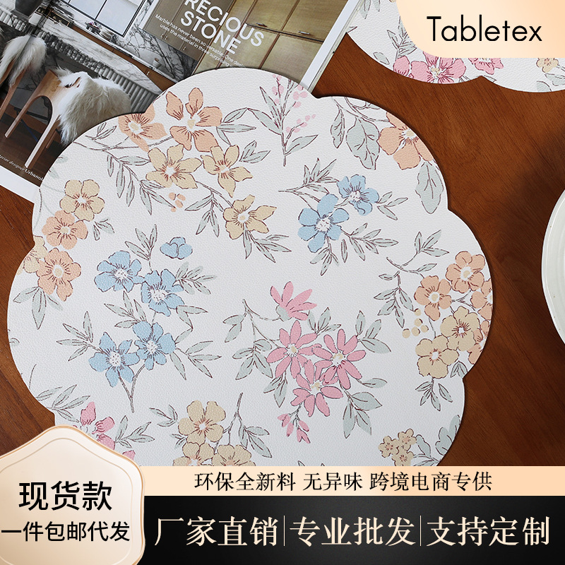 Tabletex热销现货防油污防水餐垫隔热垫印刷皮革餐垫桌垫杯垫