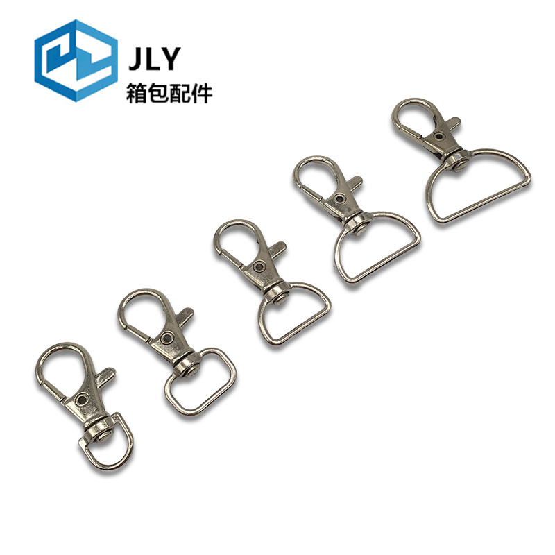 In stock: 3-cent zinc alloy dog buckle bag, shoulder strap, fish mouth buckle, lanyard, webbing, elastic thread, light keychain hook buckle details Picture
