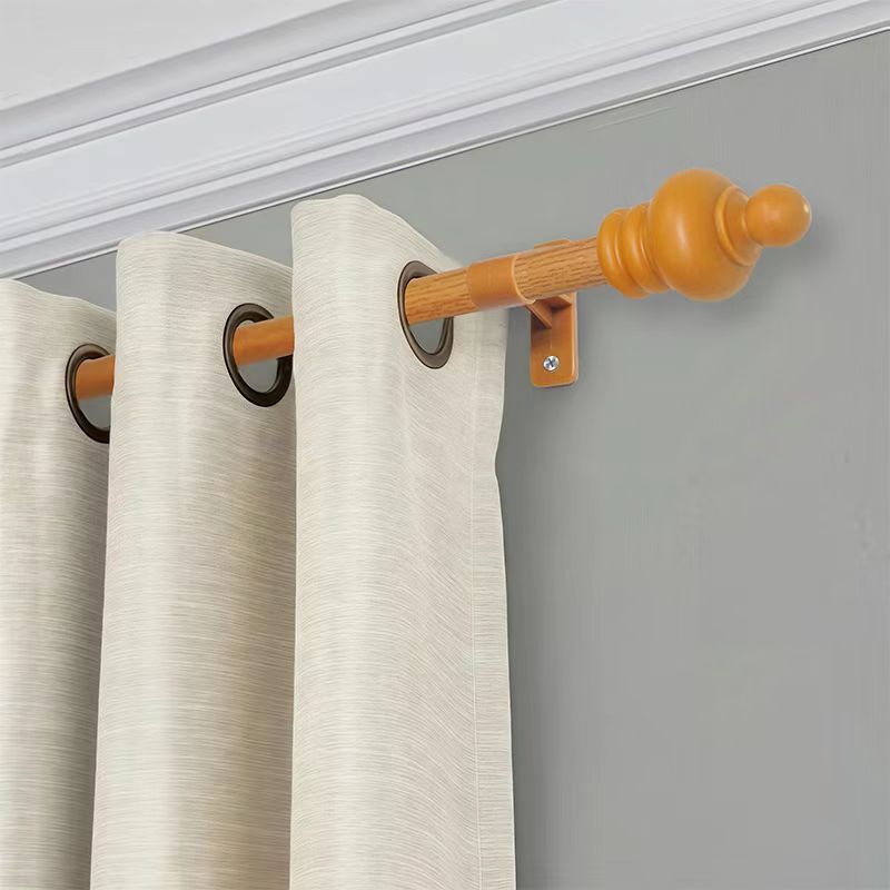 简约木纹色静音罗马杆窗帘杆铝合金窗帘杆单杆窗帘轨道批发跨境销