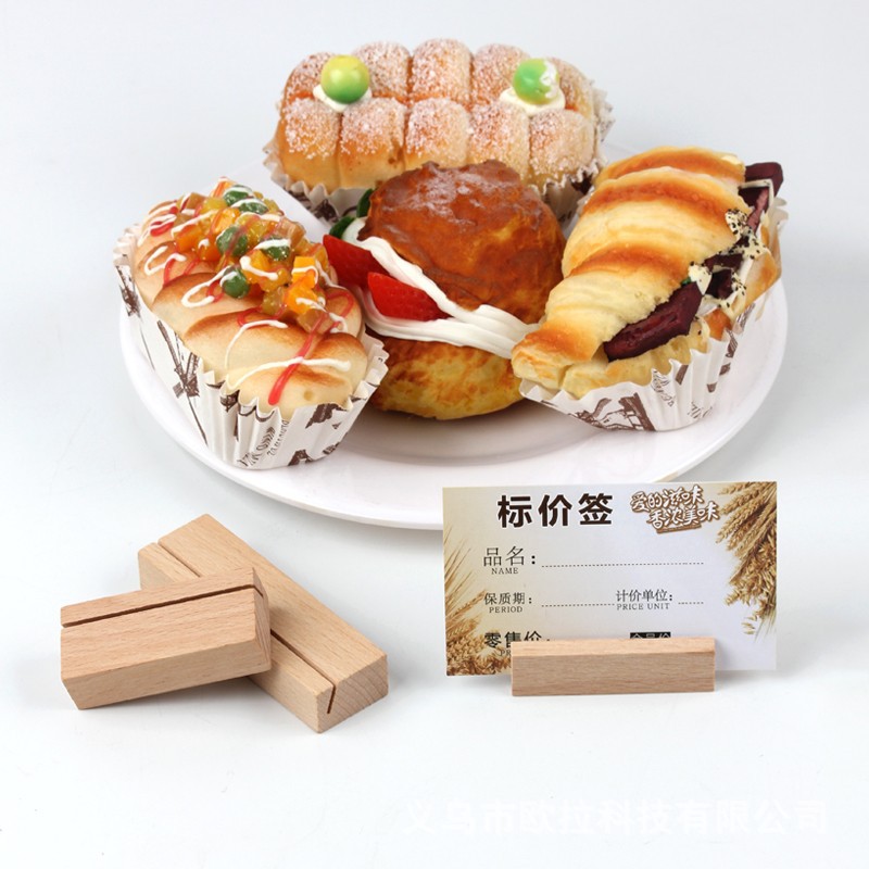 Beech wood label stand, cake baking table, label photo card holder, solid wood base, display stand, solid wood label holder, dessert stand, card upright support, wedding banquet seat, sign display stand, photo note, solid wood stable display, small size Item Picture