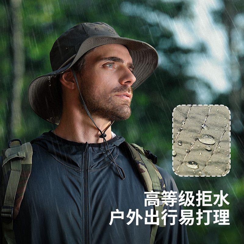 Mountain camping, drawstring, fisherman's hat, outdoor mountain climbing, hiking, sun protection, fishing hat, western cowboy hat details Picture