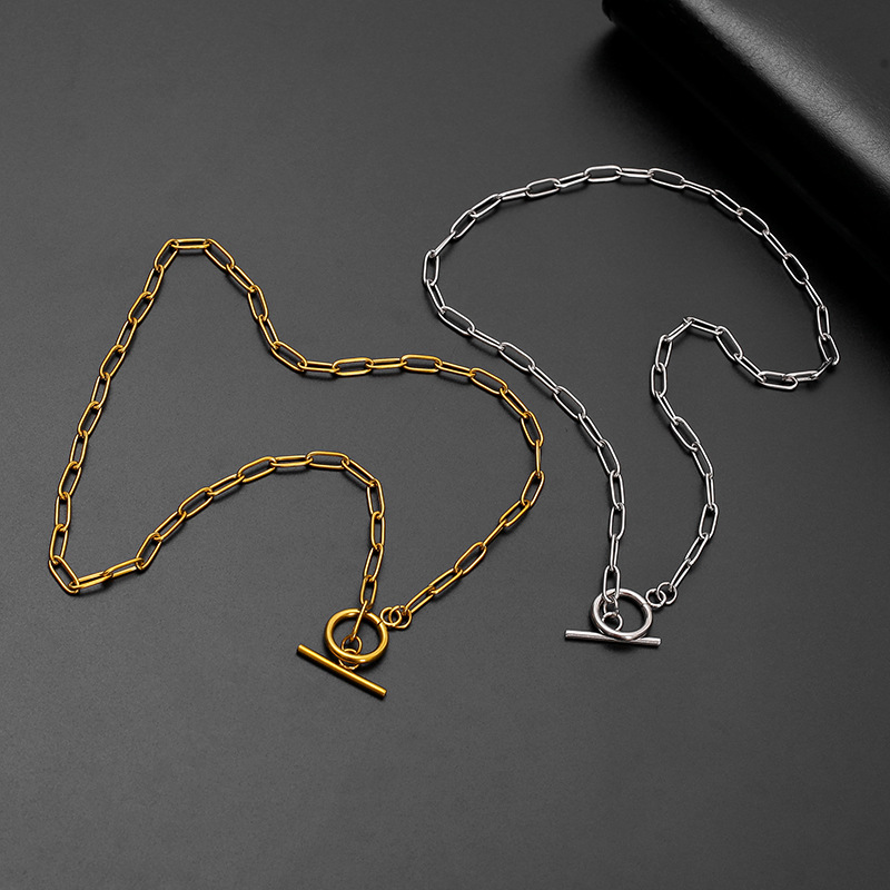 European and American cross-border non-fading stainless steel cross-shaped chain collarbone chain, European and American style necklace for men and women, OT item details Picture