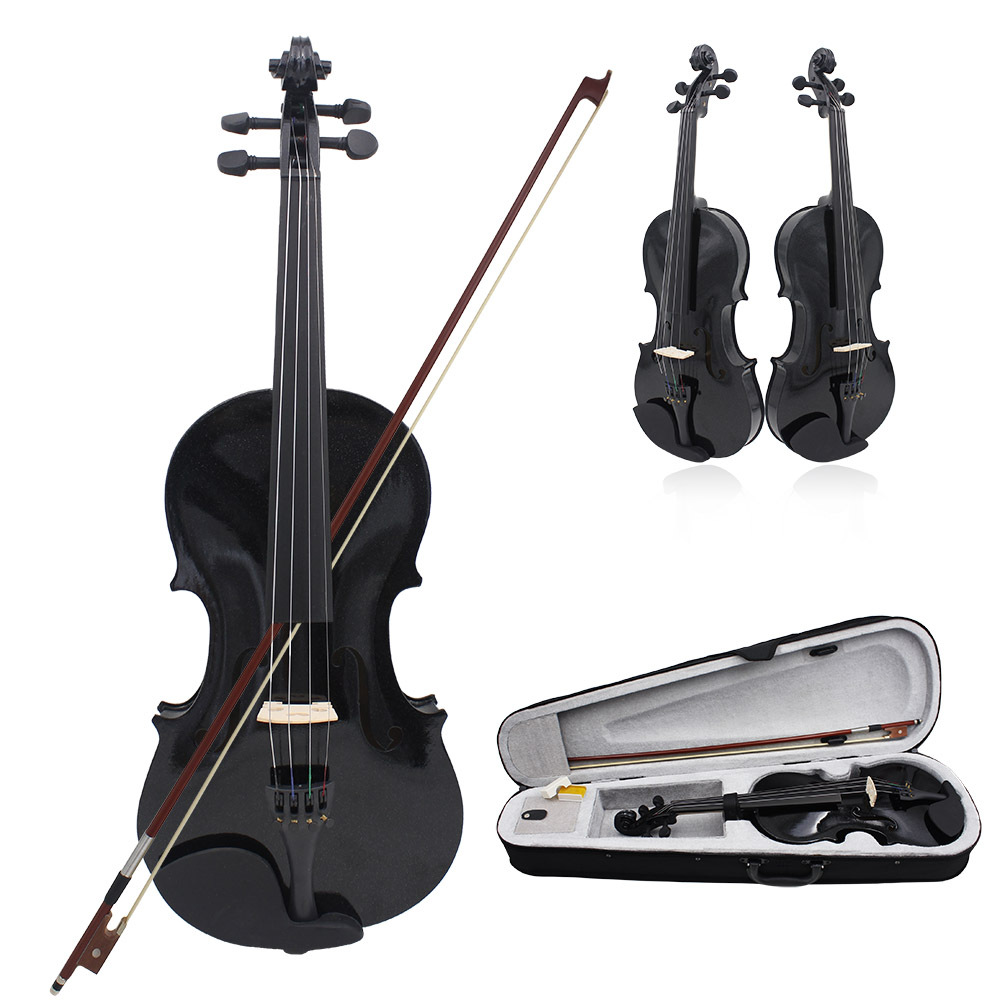 Factory direct sales of colored violins, wooden violins, beginners, adults and children practice solid wood violins (violin) details Picture
