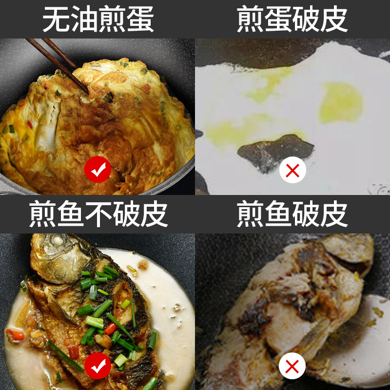 New Role Model Golden Point Die-cast Non-stick wok X2244 Tourmaline non-stick wok flat-bottom large spoon Induction cooker universal Application Scenario