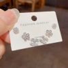 Spring new exquisite, fashionable and light luxury full diamond flower Double C three-piece set of stud earrings, elegant, small and versatile earrings for women Item Picture