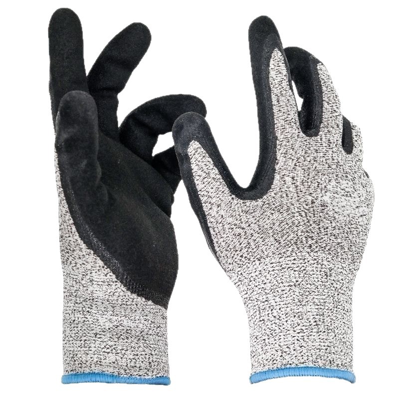 防切割手套劳保5级防割工地干活防滑防刀割手套加厚耐磨手套批发白底实物图