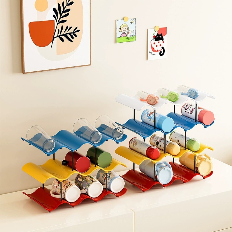 Wavy multi-layer water cup rack, desktop tea cup storage rack, bar counter mug rack, water cup rack Specification image