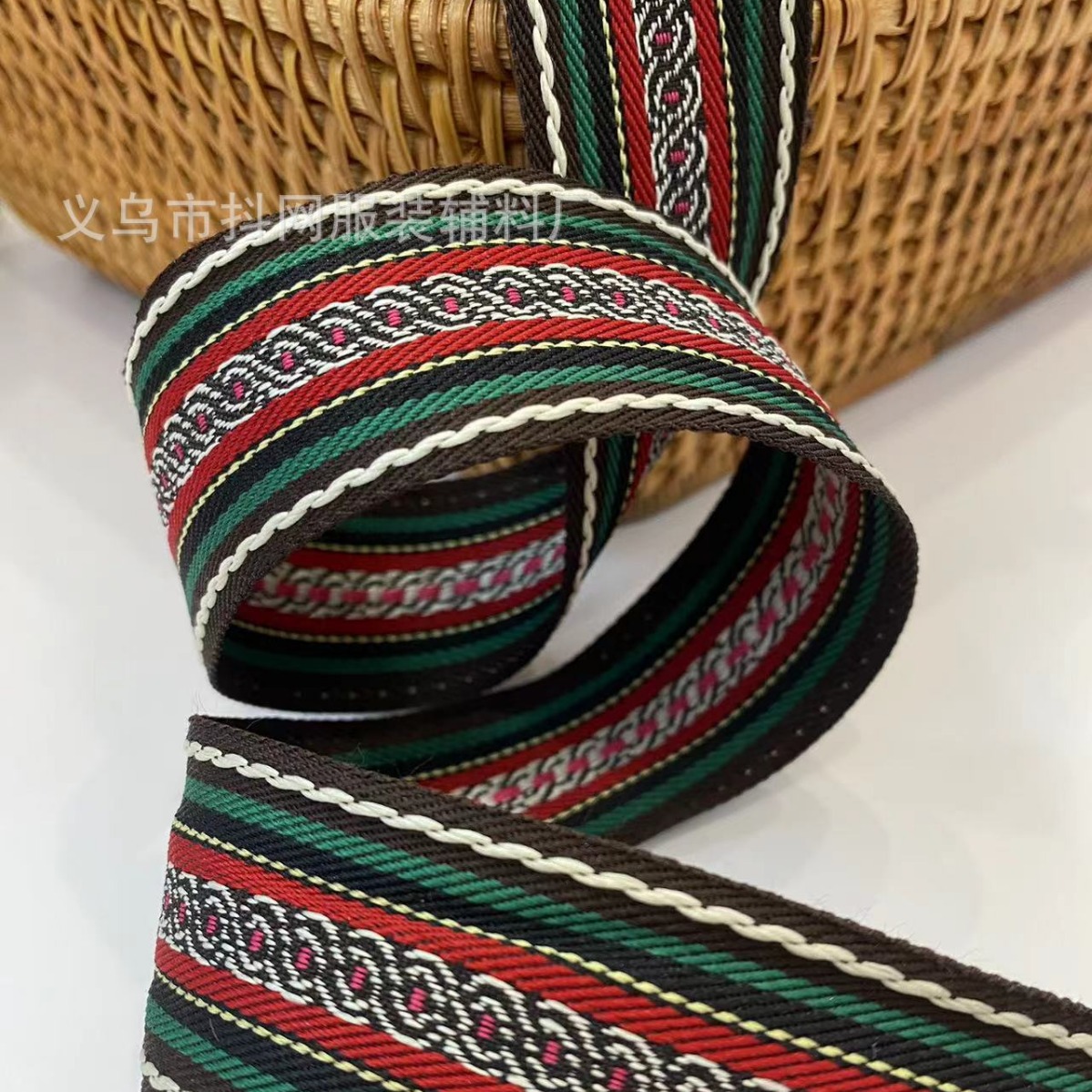 Wholesale of 2.0- 4.1cm multi-style ethnic jacquard embroidery webbing, performance costume accessories, gift boxes and packaging straps details Picture