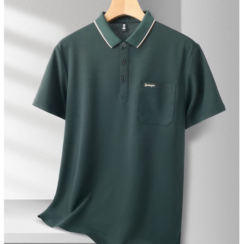 Summer new men's short-sleeved T-shirt, real pocket embroidered lapel POLO shirt, business half-sleeved dad outfit Specification image