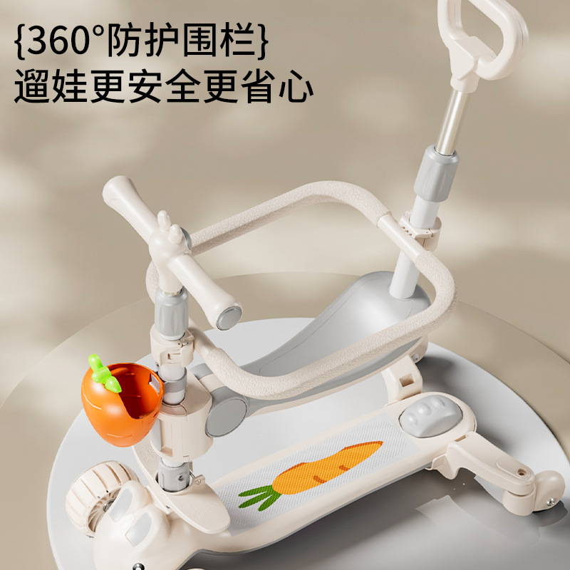 多功能儿童滑板车可坐可滑行一键折叠踏板车带音乐灯光玩具滑行车细节图