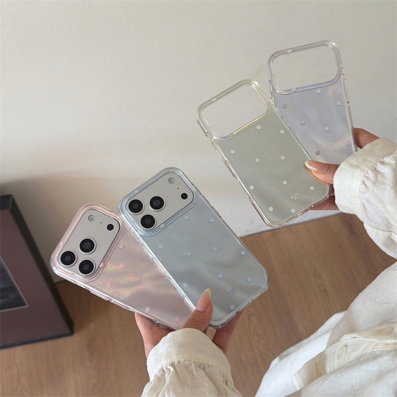 ins Korean Style light polka dots suitable for iphone17Promax Apple 16p phone case 15 solid color round edge 14 women Application Scenario