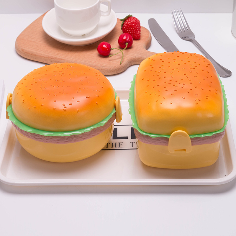 Creative and cute hamburger, student lunch box, microwave bento box, multi-layer children's lunch box, fruit preservation box gift details Picture