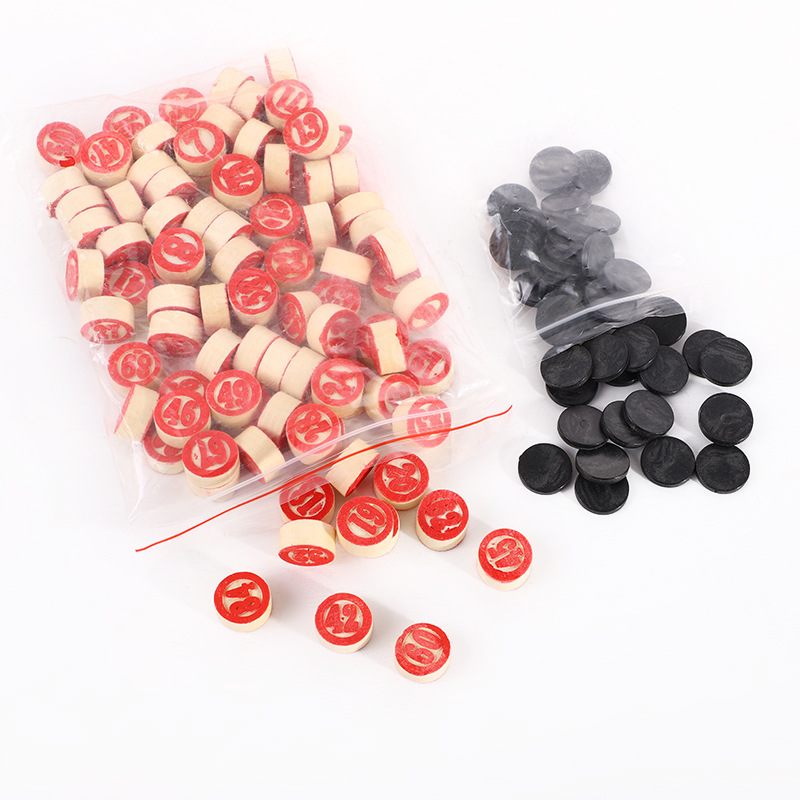 供应木质数字棋乐透棋游戏棋BINGO宾果游戏双面数字约350克英文版细节图