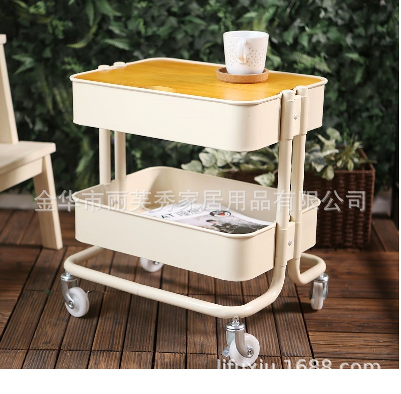 厂家供应出口北欧可移动茶几铁艺边桌懒人桌简易电脑桌床头柜细节图