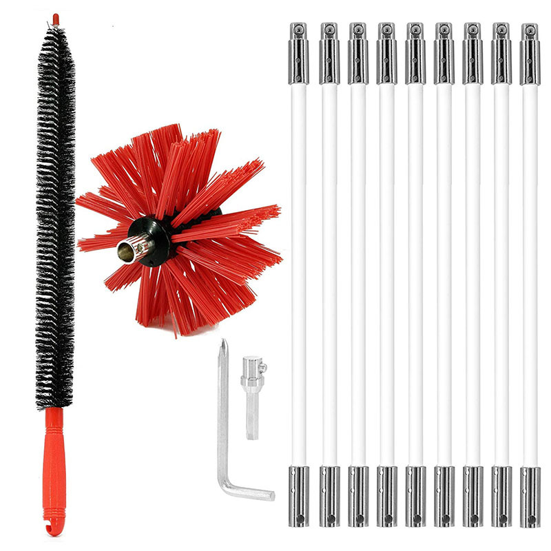 Jujian cross-border electric drill chimney brush, range hood inner wall pipe brush, can be extended and bent, dryer pipe brush full figure