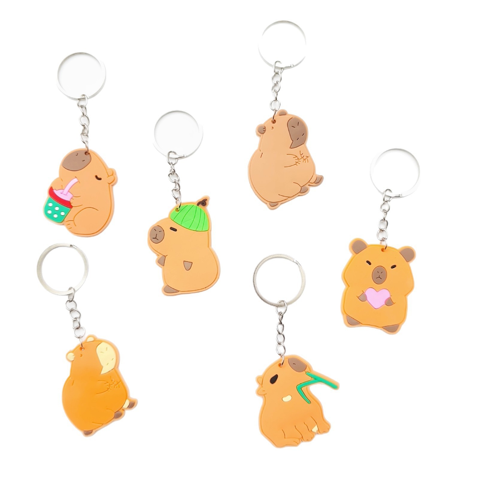 新款可爱卡通水豚PVC软胶钥匙扣卡皮巴拉钥匙扣洞洞鞋扣鞋花饰品产品图