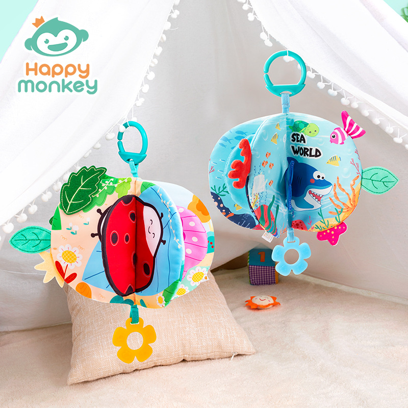Happy monkey Round Tail Cloth Book for baby early Education 3D Cognition, tear-resistant and can be chewed on baby toys