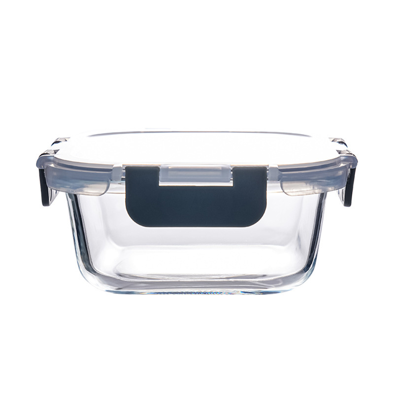 The rectangular high borosilicate glass lunch box can be heated in the microwave oven. It is a special fresh-keeping box and lunch box for office workers Item Picture