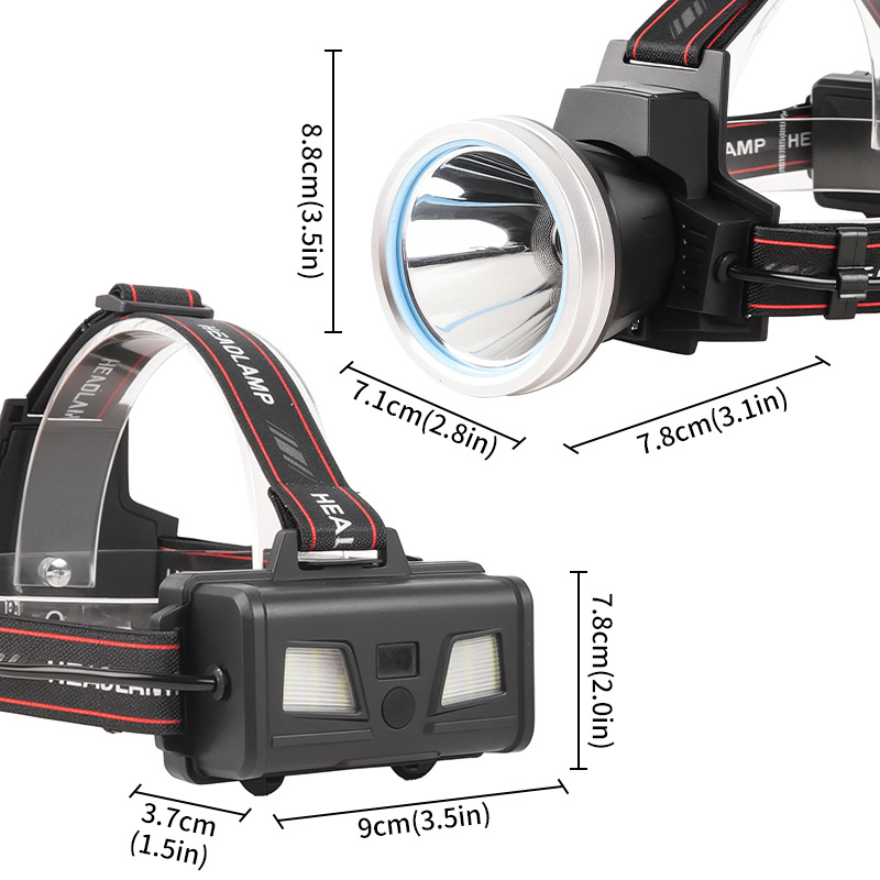 The new cross-border white laser high-intensity bald light battery level display supports the output of long-range red light sensing high-intensity bald light Item Picture