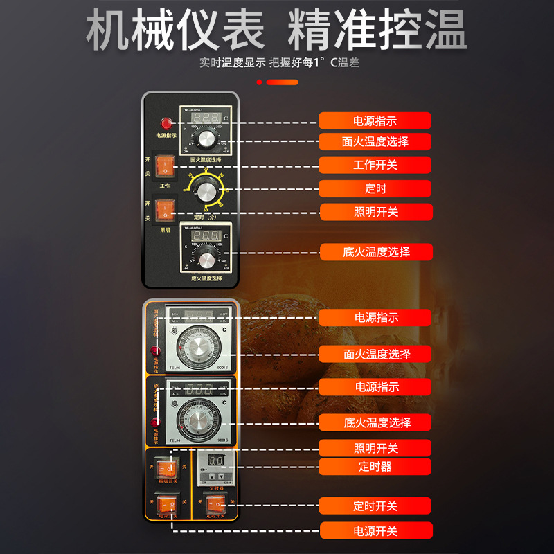A large commercial electric oven with a large capacity and a multi-functional stone slab oven for baking mooncakes in three layers and nine plates details Picture