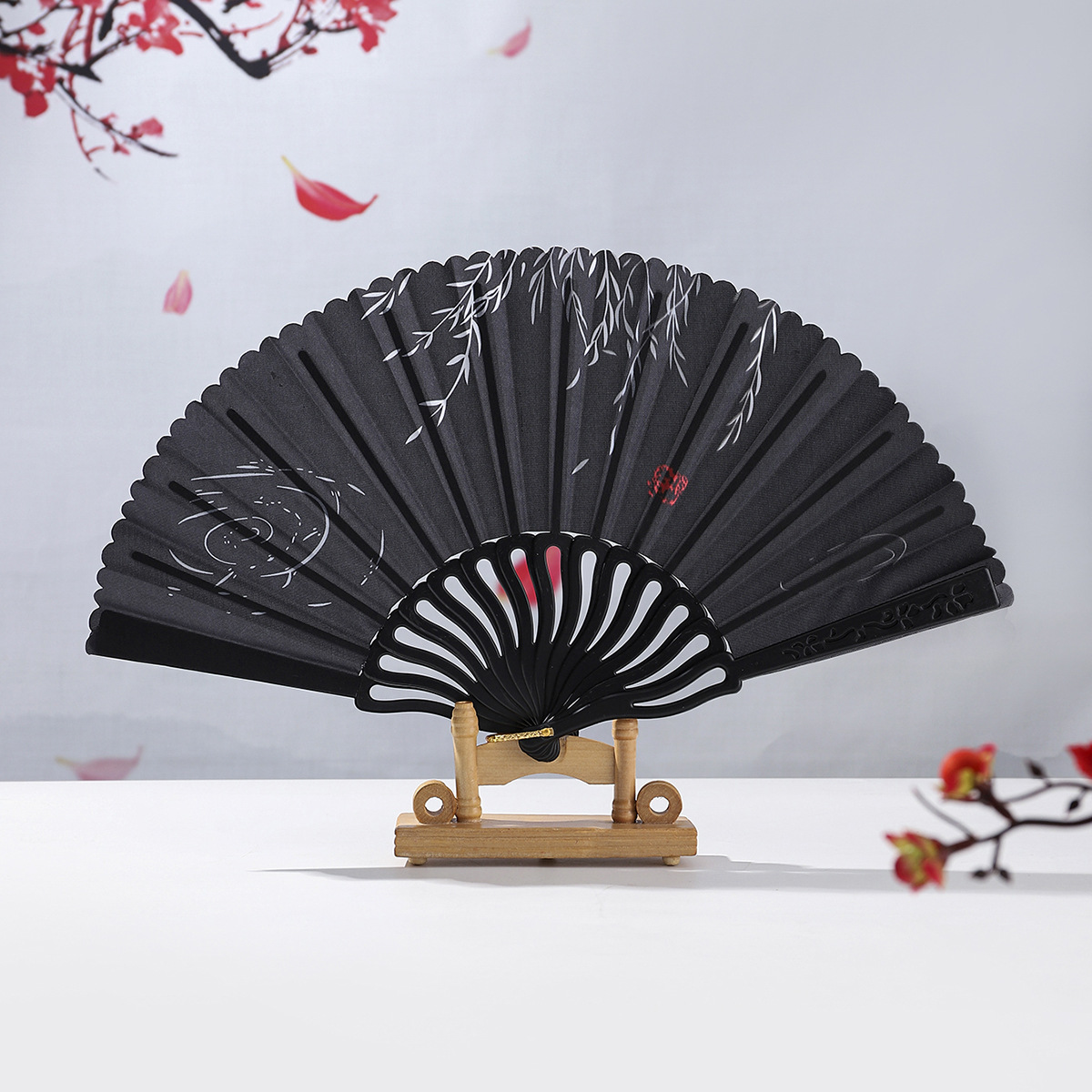 白杆花边扇中国传统舞蹈扇子中国风折叠扇