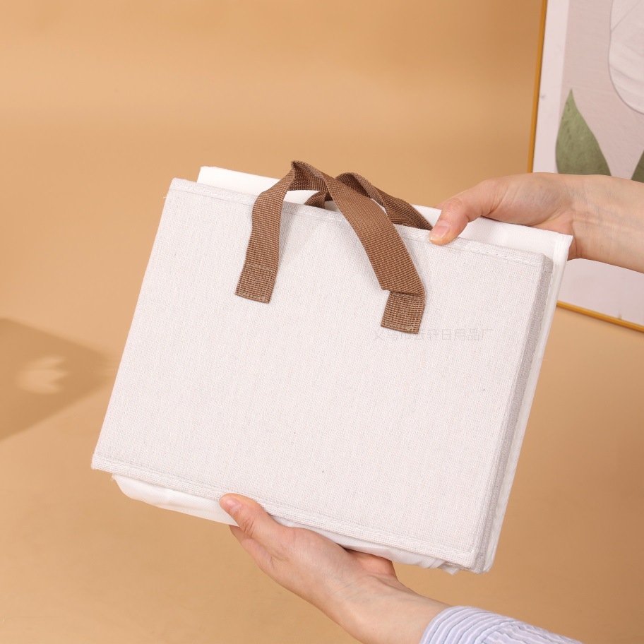 Transfronterizo doble caja de almacenamiento de algodón y lino cinta de tejido sin tapa doble tirador plegable armario cajón de ropa interior caja de almacenamiento Specification image