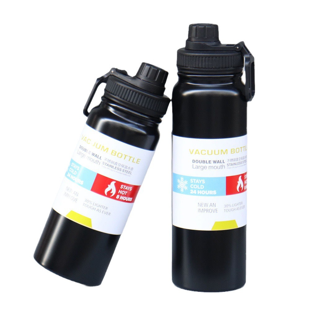Cross-border 304 stainless steel insulated cup, outdoor portable mountain climbing sports water bottle, direct drinking, simple hand-held space pot Item Picture