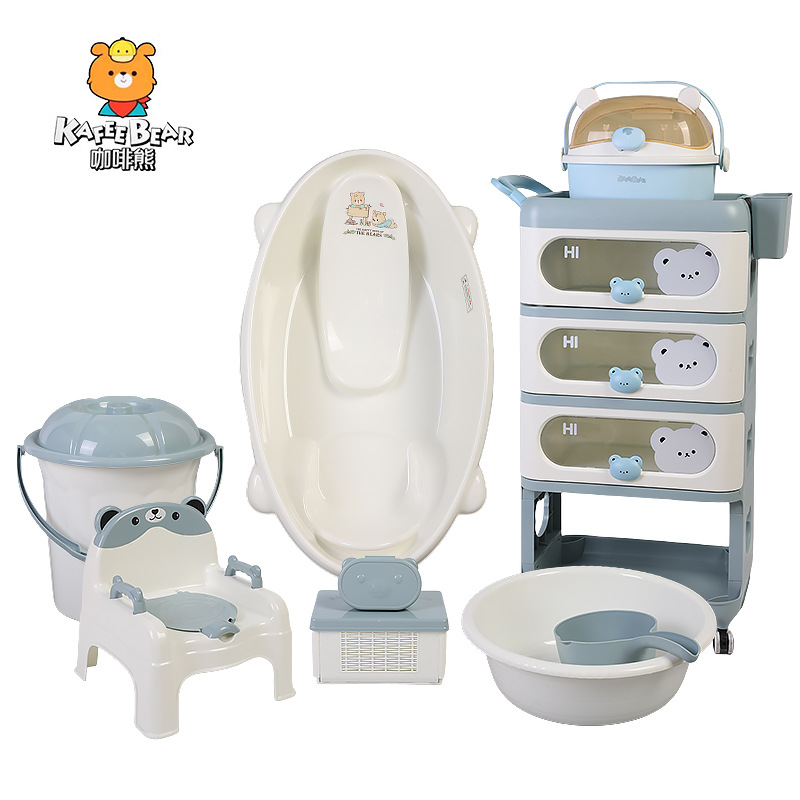 婴幼儿浴盆卡通母婴礼品加厚浴床新生儿塑料洗浴套装收纳柜宝宝