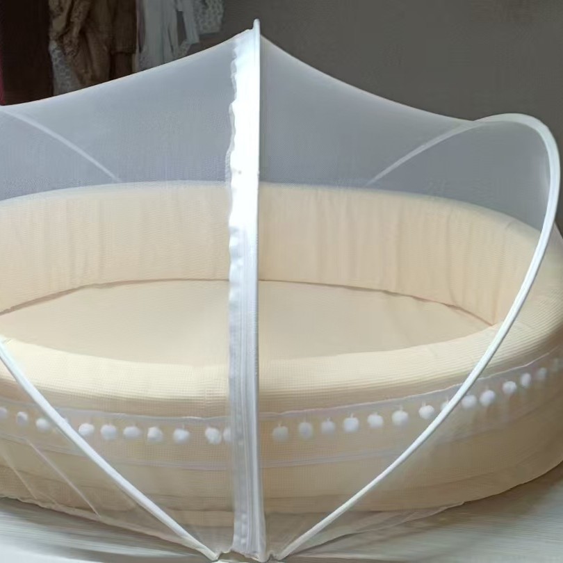 Fringed water cube bed, middle bed, mosquito net, baby mosquito net, baby bed with flowers, pure cotton children's bed Specification image