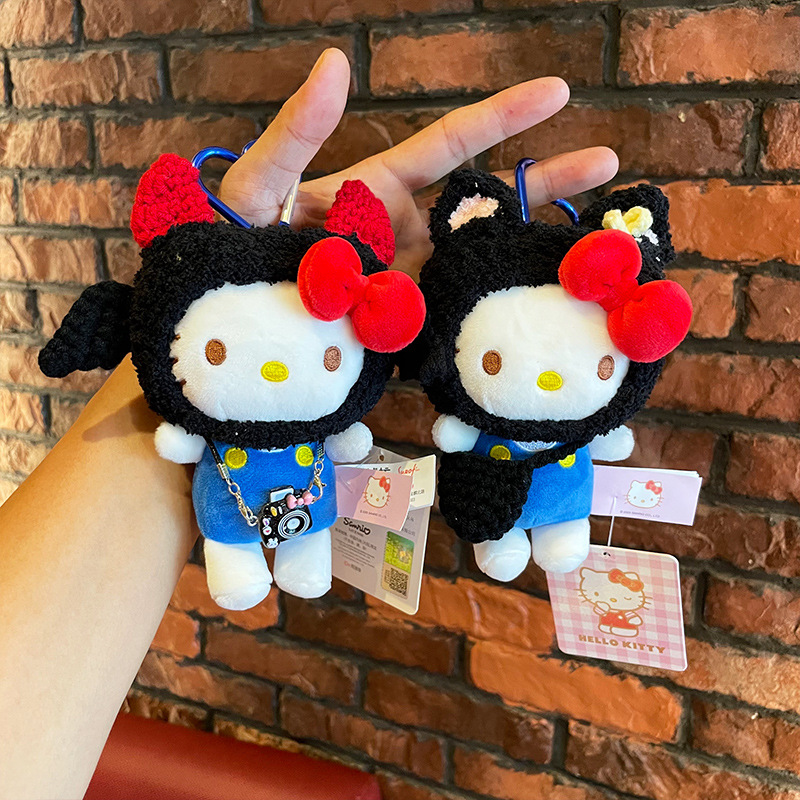 kt Cat doll bag pendant, cute cartoon keychain, plush toy, genuine hellokitty small pendant details Picture