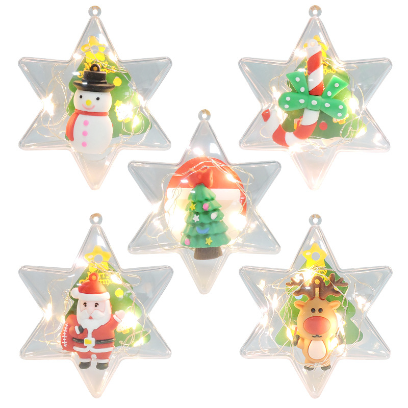 Amazon Christmas decoration Christmas tree Glowing snowflake pendant decoration Santa Snowman small pendant Item Picture