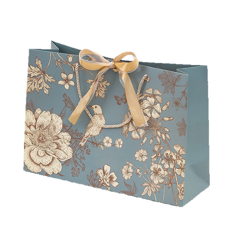 Gift bags, paper bags, cross-border packaging, handbags with ribbons, clothing store packaging bags with printed logos, bags for storing clothes Item Picture