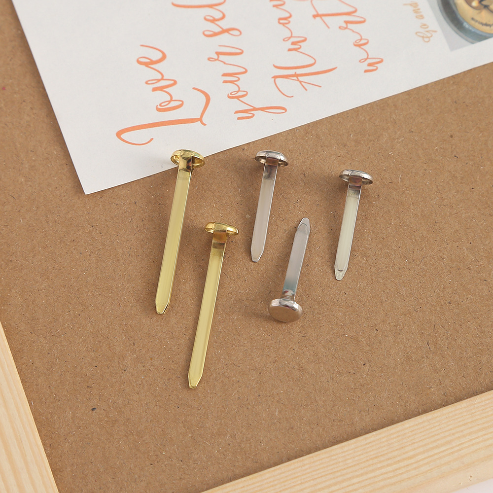 工厂金色银色两脚钉平头圆头双脚钉儿童diy手工长脚蘑菇钉批发