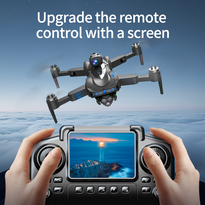 The cross-border X6 drone is equipped with a screen, brushless obstacle avoidance remote control aircraft, and a one-click airdrop aerial photography quadcopter details Picture