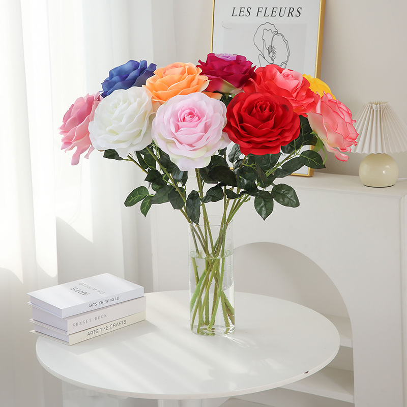 20cm single-head artificial rose foam core for the Qing hall artificial flower floor arrangement rose soft decoration landscape flower arrangement details Picture
