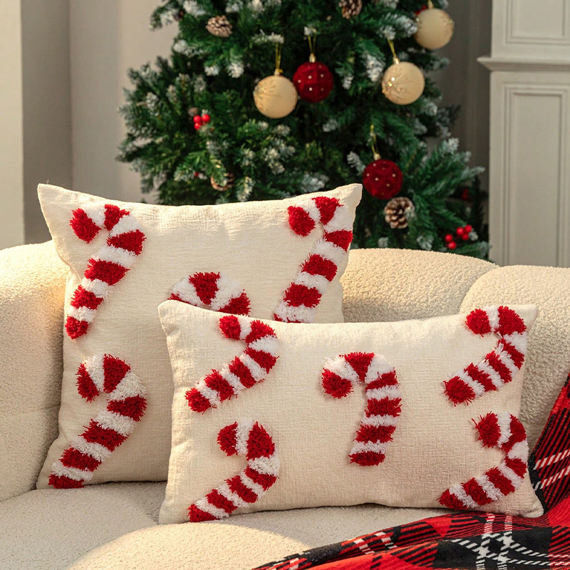 跨境圣诞抱枕套刺绣客厅家居沙发装饰绣花腰靠垫套跨境一件代发