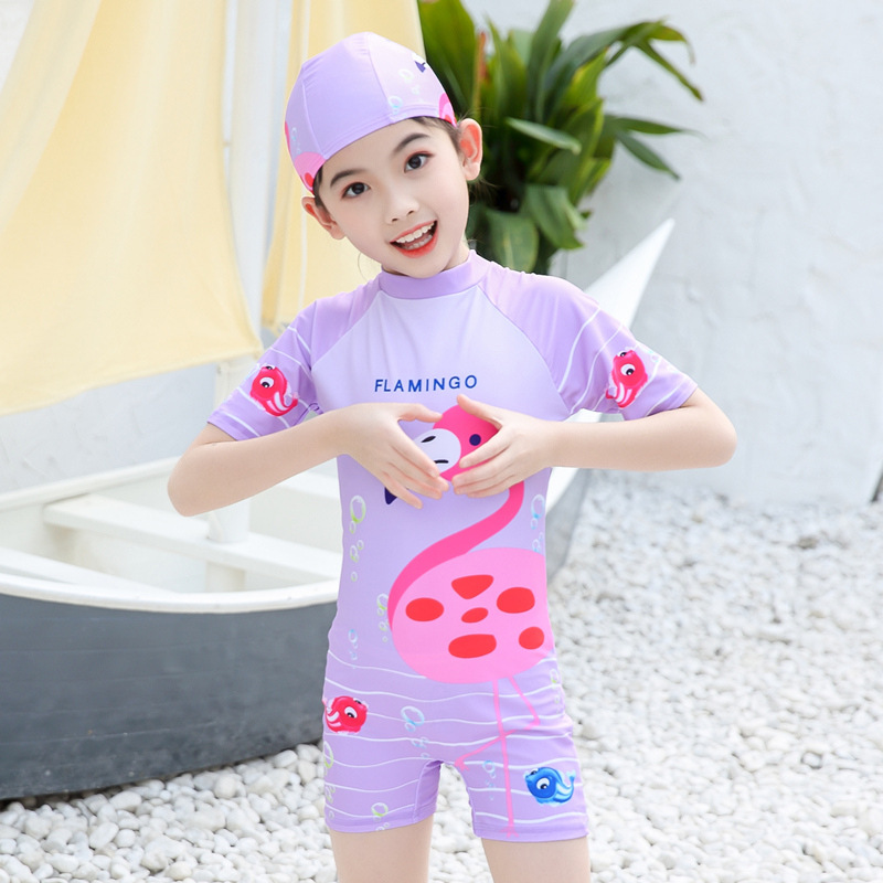 New children's swimsuits, girls' one-piece flat-angle swimming swimsuits, Zhongda Keai Baby Korean version quick-drying swimsuits wholesale Specification image