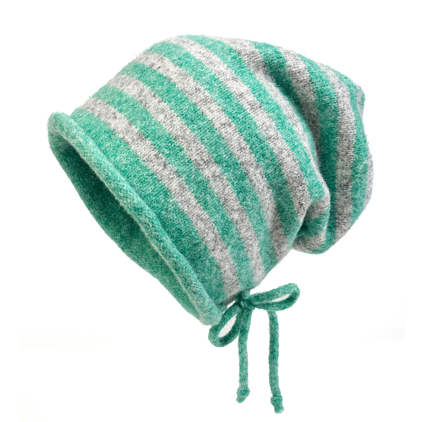 Korean-style fashionable and simple striped knitted cap, drawstring pile cap, trendy autumn and winter woolen cap Application Scenario