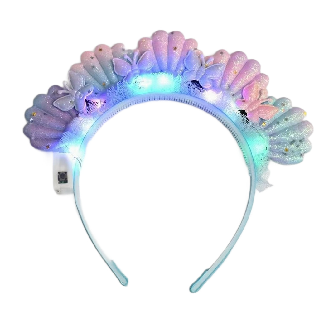 Mermaid princess style luminous hair band for girls, sweet and cute beaded shell hair accessory, personalized colorful three-dimensional hair accessory Item Picture