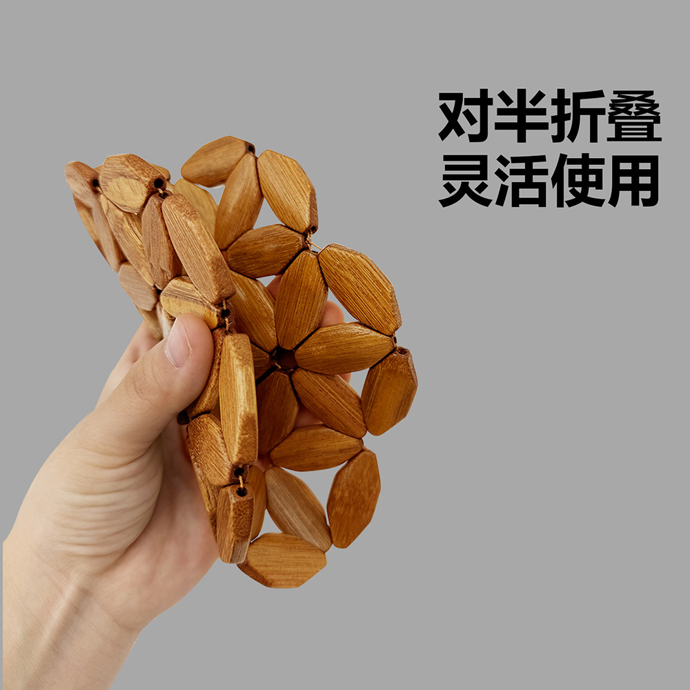 Desktop anti-scald, high-temperature resistant and heat-insulating pad, natural bamboo biodegradable table mat, home kitchen bowl mat, plate mat, clay pot mat details Picture