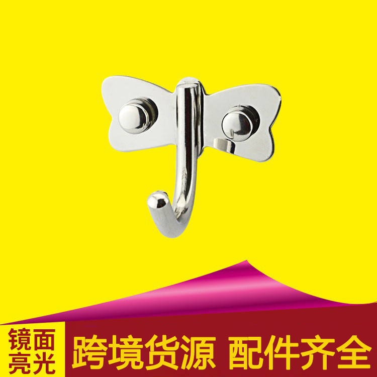 加厚不锈钢挂衣钩浴室衣帽挂钩厨房单钩壁挂蝴蝶钩免打孔