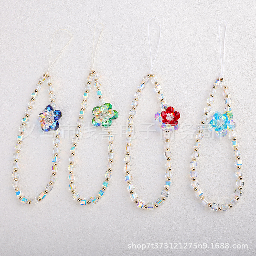 2024 Chinese-style new Chinese-style crystal lotus flower mobile phone chain, beaded chain, tulip mobile phone lanyard chain