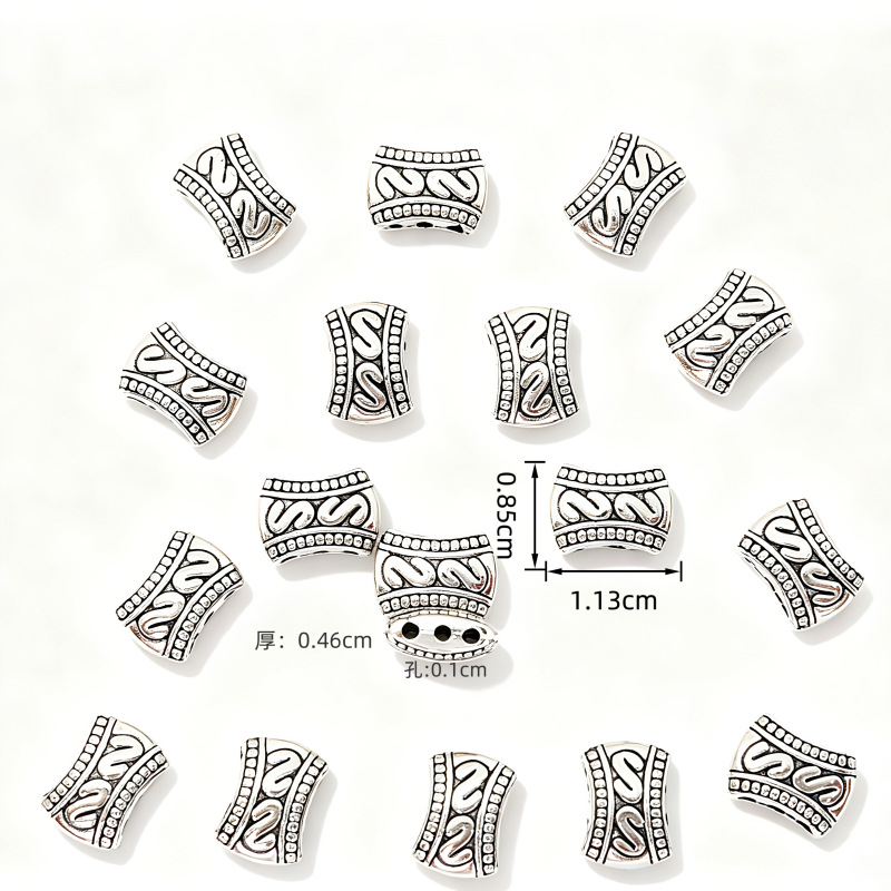 Retro multifila de orificios tubo cuadrado bead viento étnico tubo en relieve a través de orificios bead pulsera collar bead accesorios materiales al por mayor Specification image