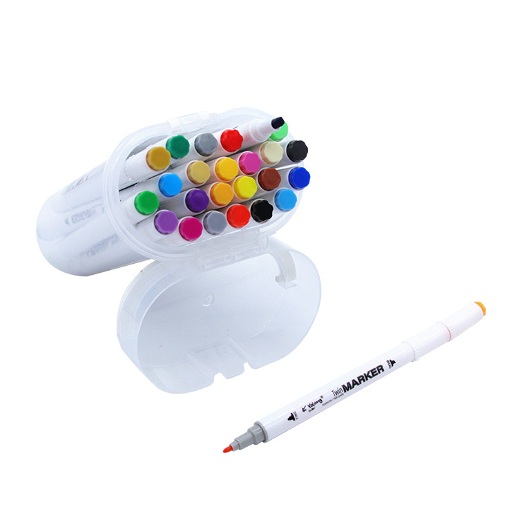 Yalong Cross-border high-quality 24-color marker pens, Macadors double marker pen bucket, smooth pen, sketch marker pen details Picture