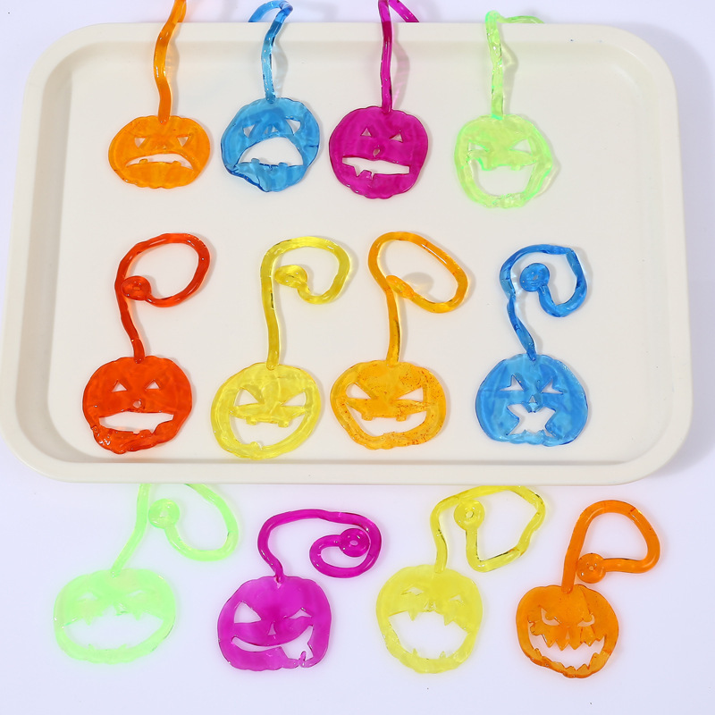 Wholesale of cross-border Halloween soft rubber, stress-relieving, elastic and stretchable creative sticky pumpkin toys