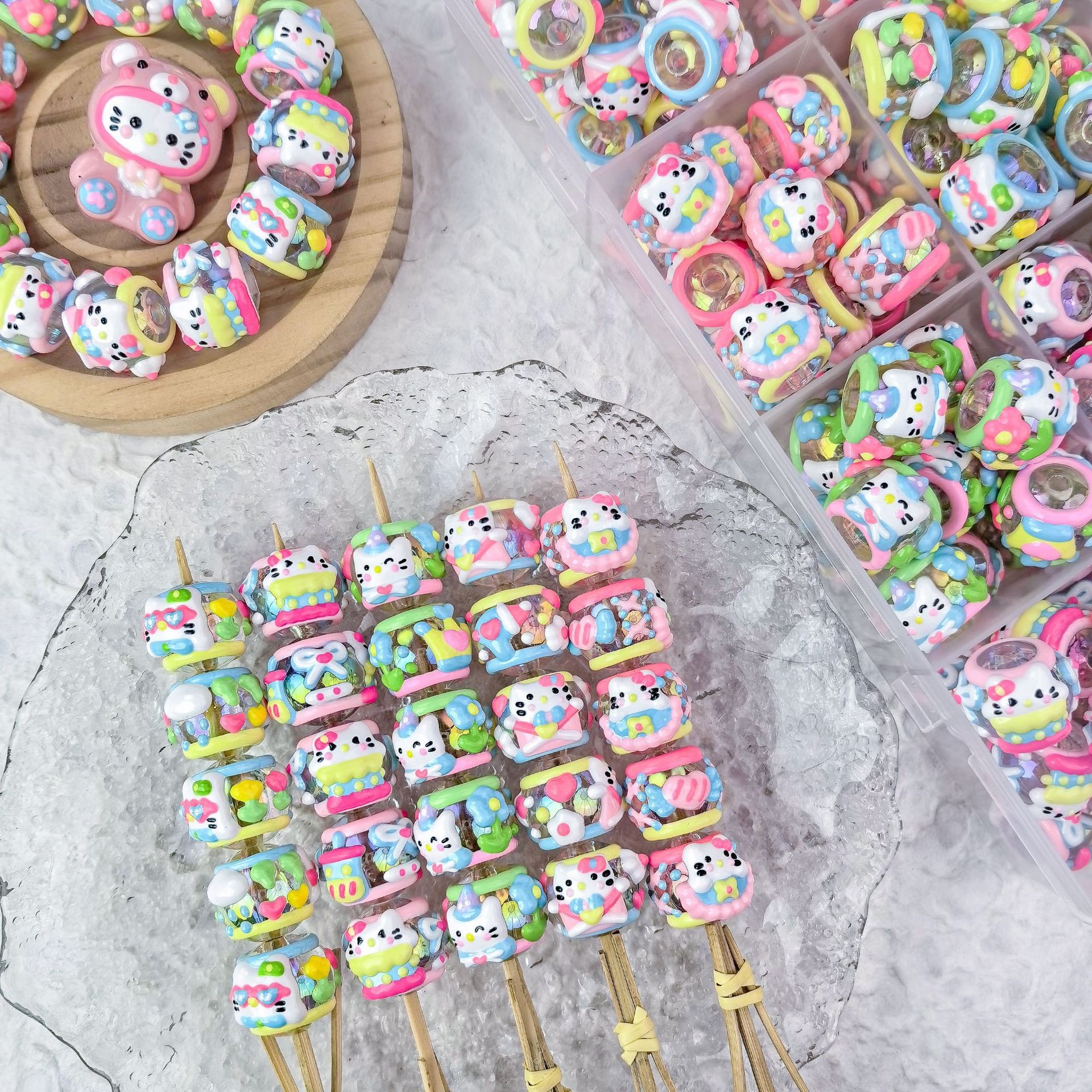 Cute Cartoon Jelly-Colored Trendy Diy Toys, Cute Pen, Phone Hanging Accessories, Round Beads, String Beads, Translucent Heavy Oil Hand-Painted Beads Specification drawing