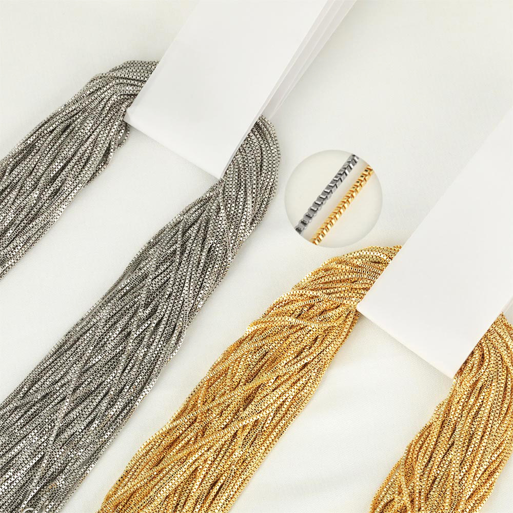 Honglu Cross-border best-selling copper-plated collarbone chain, simple lobster clasp pin type box chain, extended water drop tail chain wholesale full figure