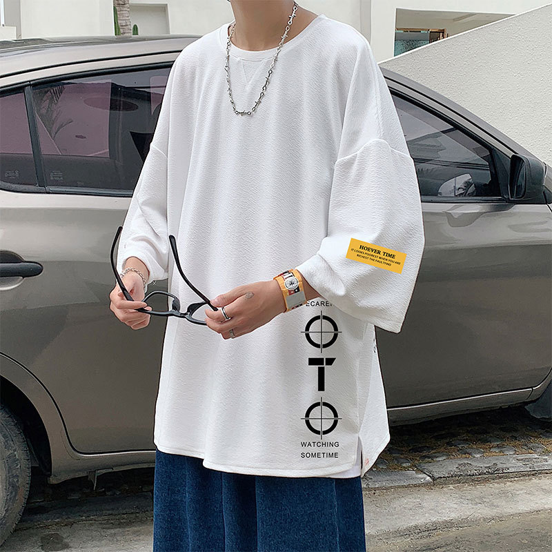 夏季潮流七分袖男士韩版宽松短袖T恤加肥加大码胖子上衣五分中袖