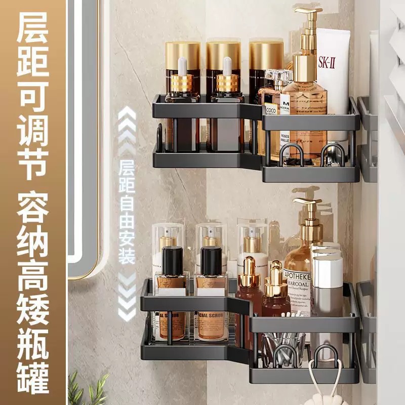 Cross-border bathroom storage rack, iron tripod, non-drilling bathroom toilet storage rack, carbon steel rack for storage details Picture